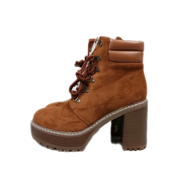 New! Olivia Miller Alice Platform Womens 10 Brown Lace-Up Boots - Picture 2 of 5